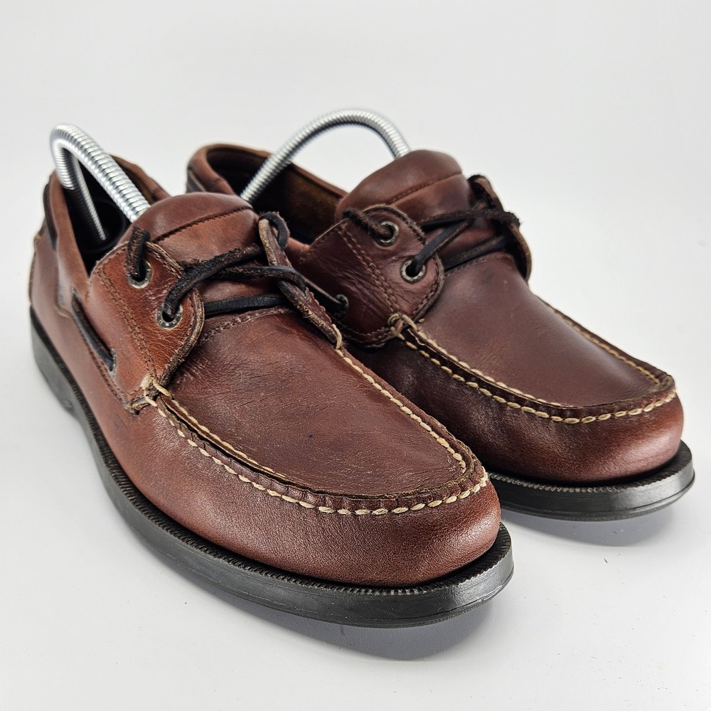 Dockers Men's Brown Leather Classic Boat Shoes Size 9M Preppy Nautical Americana